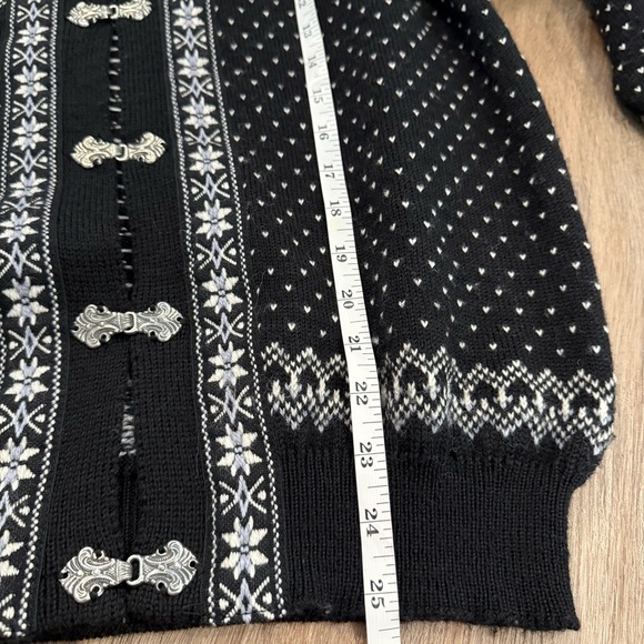 Vintage Nordstrikk Nordic Cardigan Women’s S Black White Fair Isle Virgin Wool - Picture 7 of 9